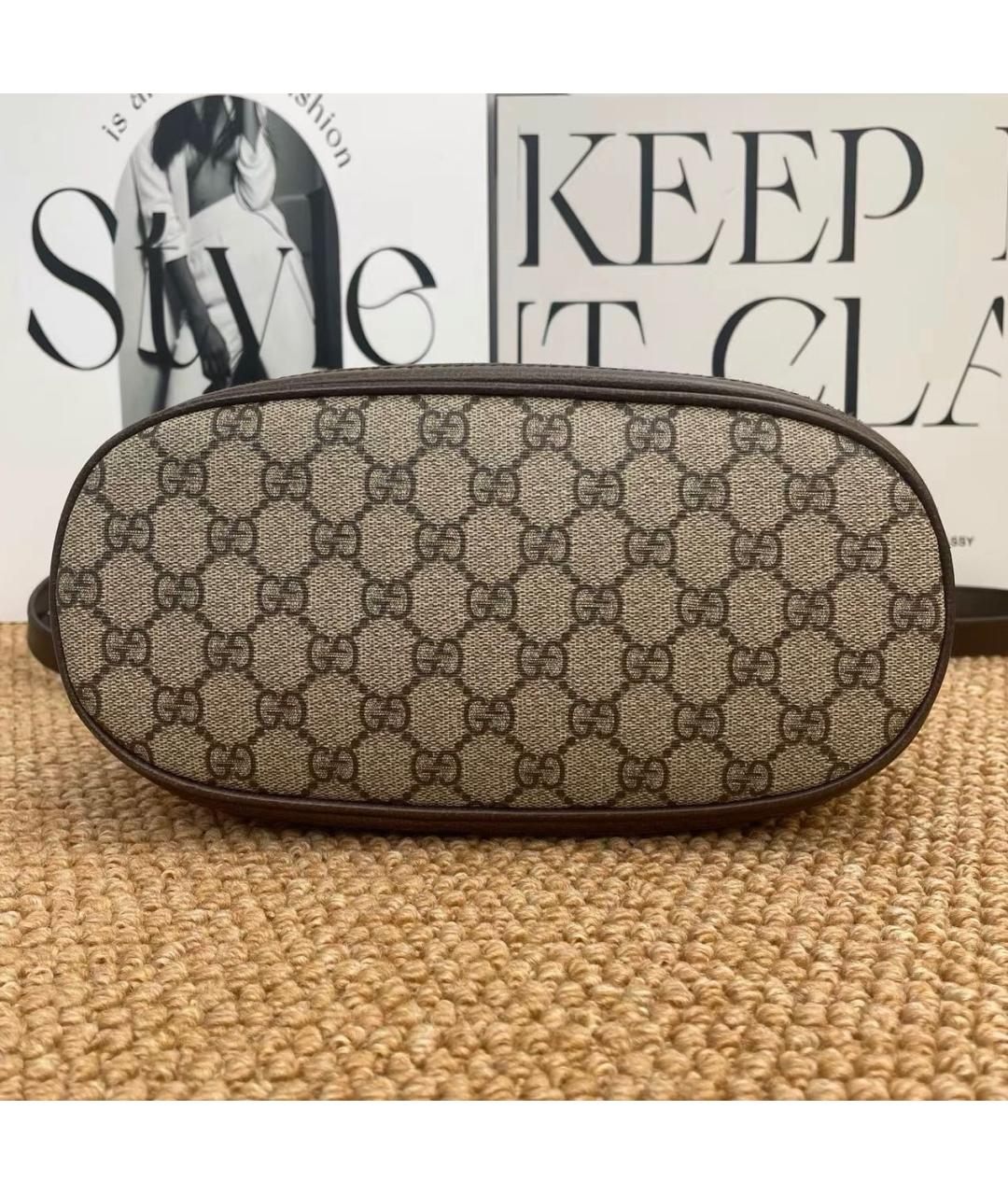 GUCCI Коричневая кожаная сумка тоут, фото 6