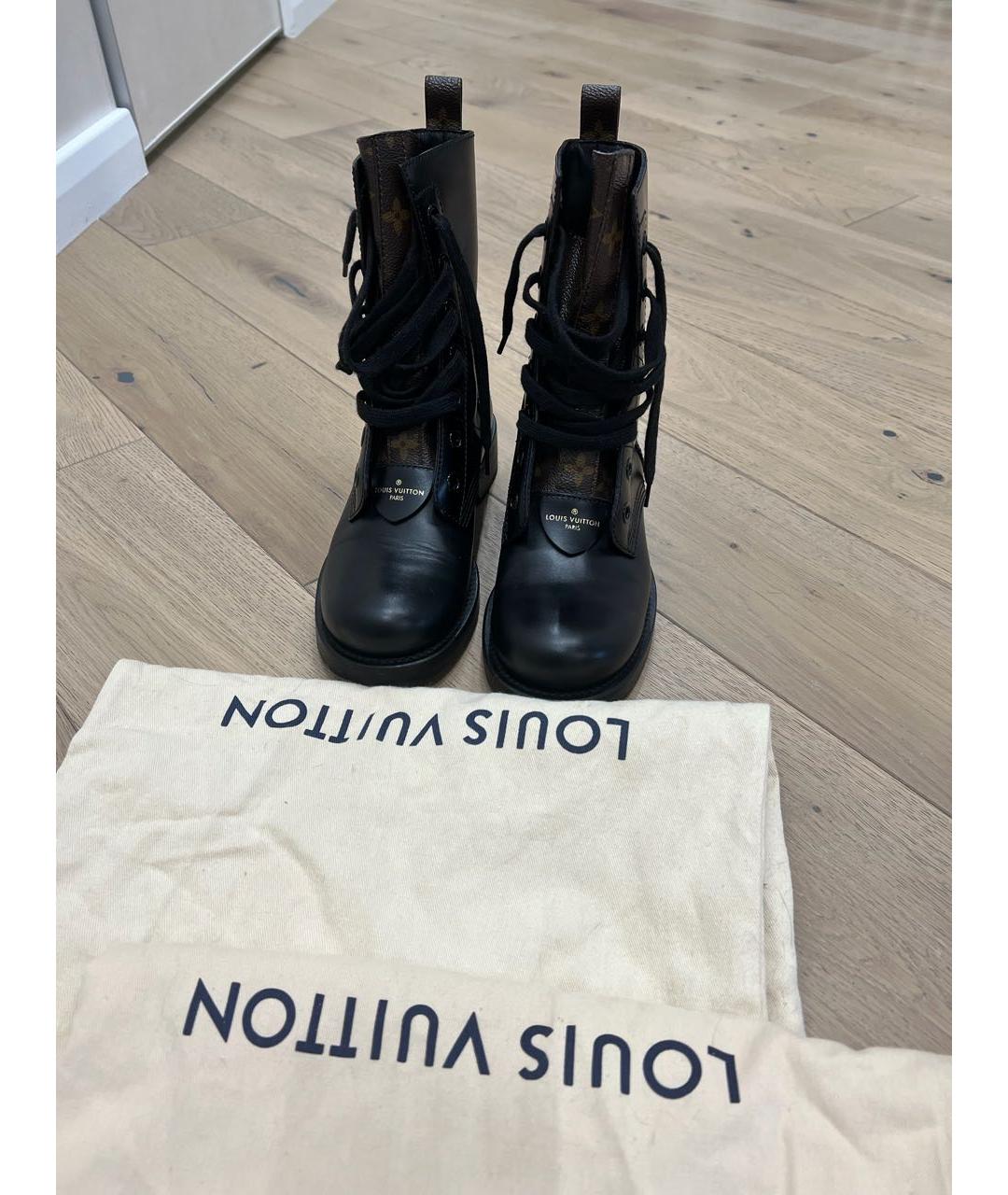 LOUIS VUITTON Черные кожаные полусапоги, фото 2