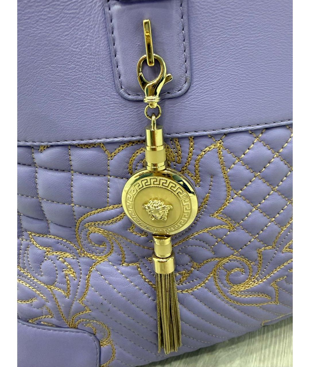 VERSACE Фиолетовая кожаная сумка с короткими ручками, фото 3