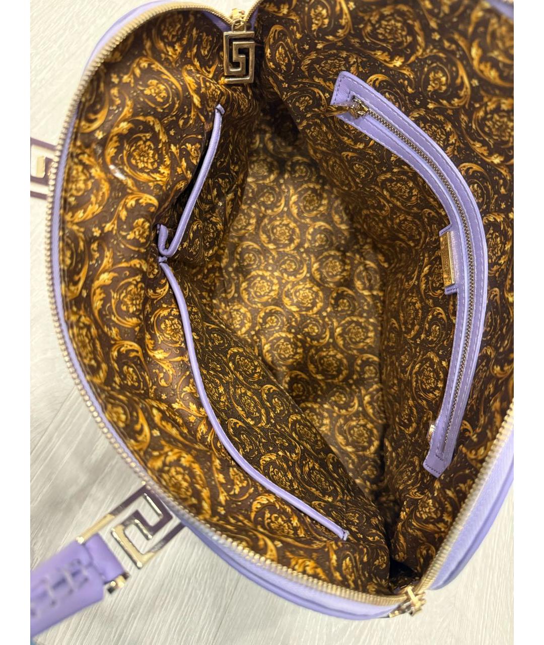VERSACE Фиолетовая кожаная сумка с короткими ручками, фото 4