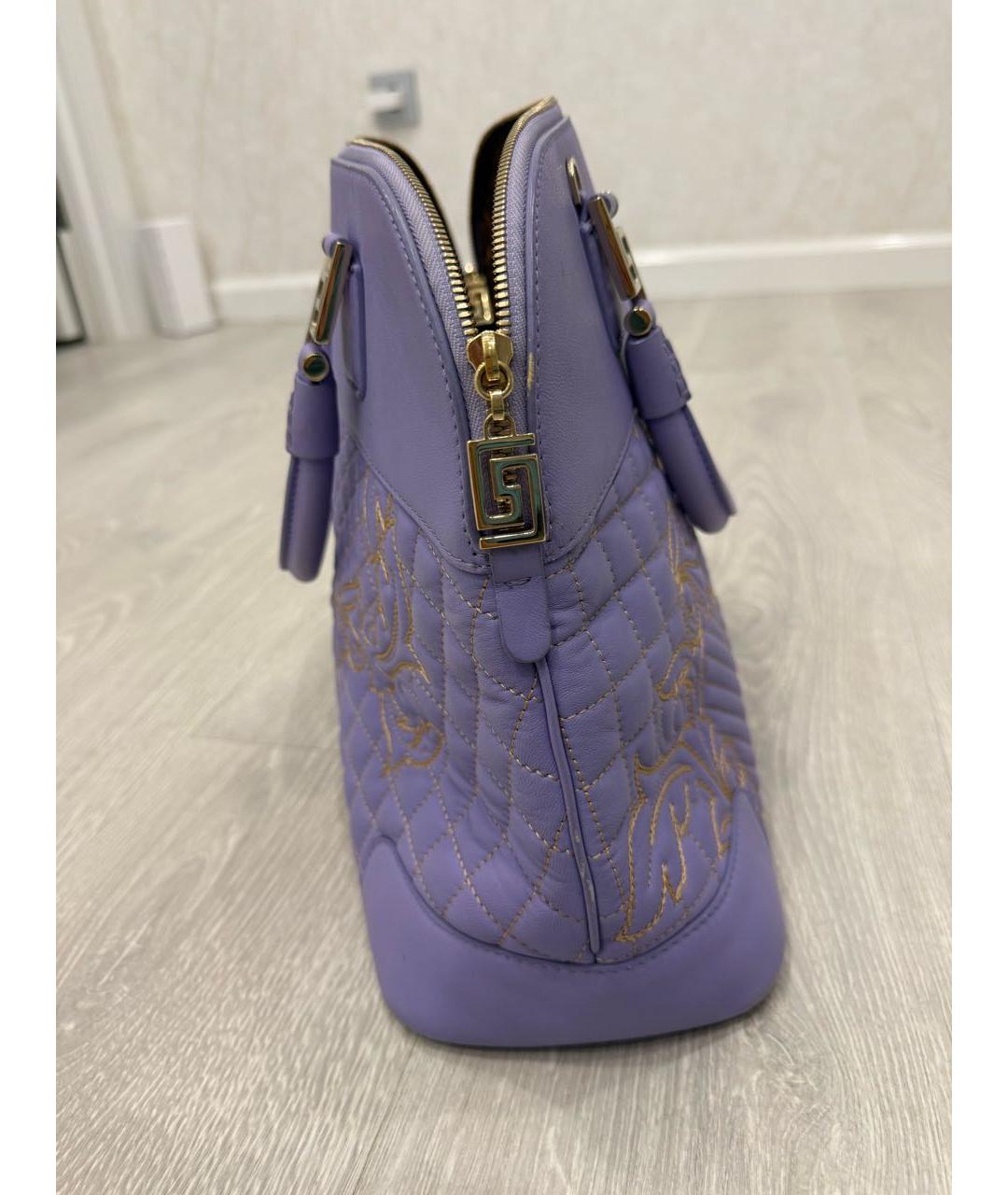 VERSACE Фиолетовая кожаная сумка с короткими ручками, фото 2