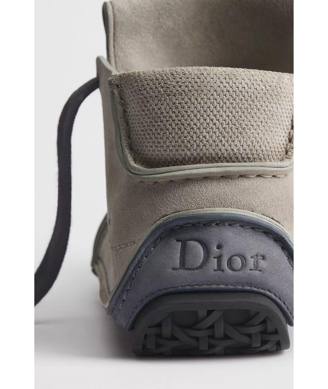 CHRISTIAN DIOR Серые нубуковые низкие ботинки, фото 3