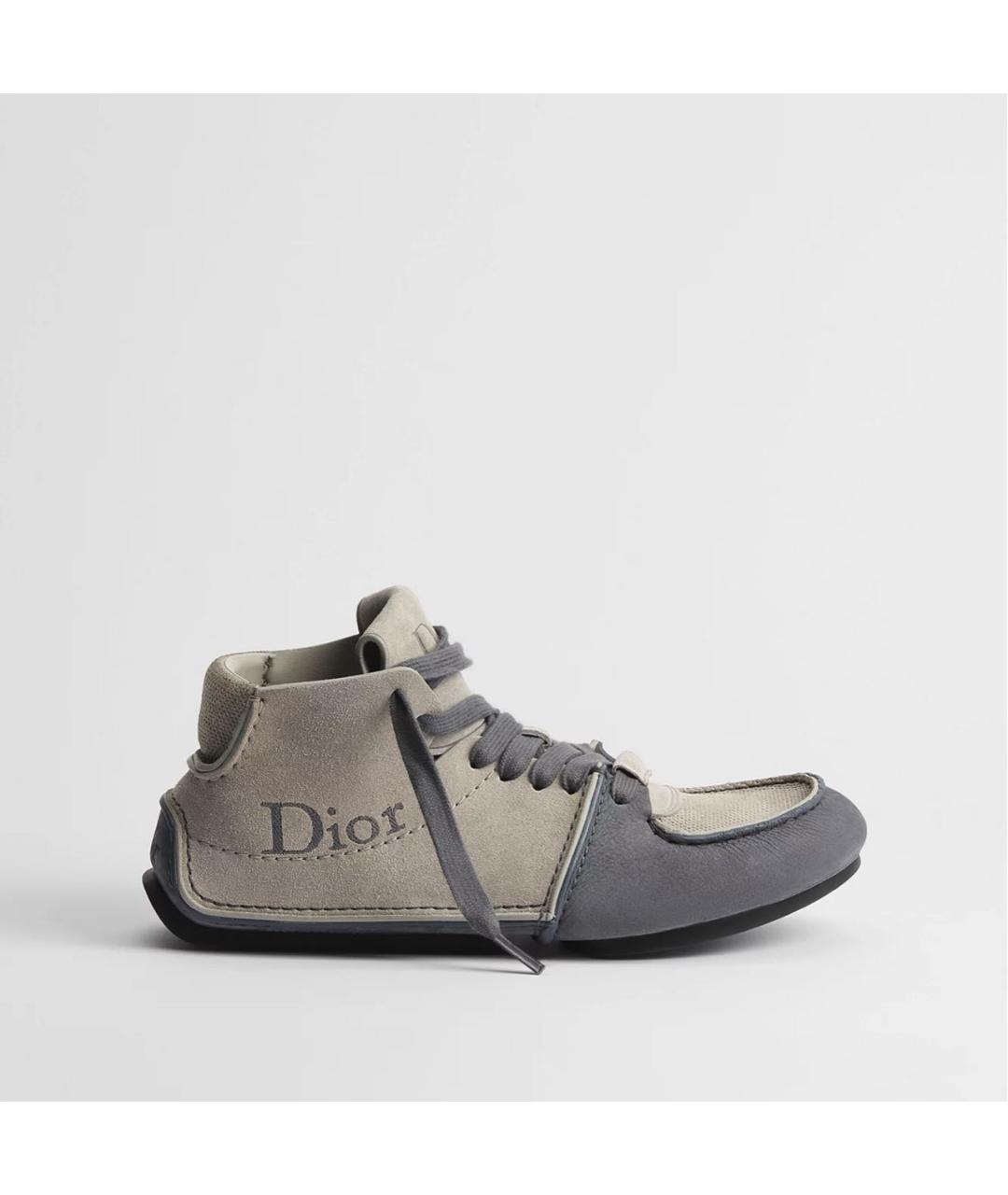 CHRISTIAN DIOR Серые нубуковые низкие ботинки, фото 5