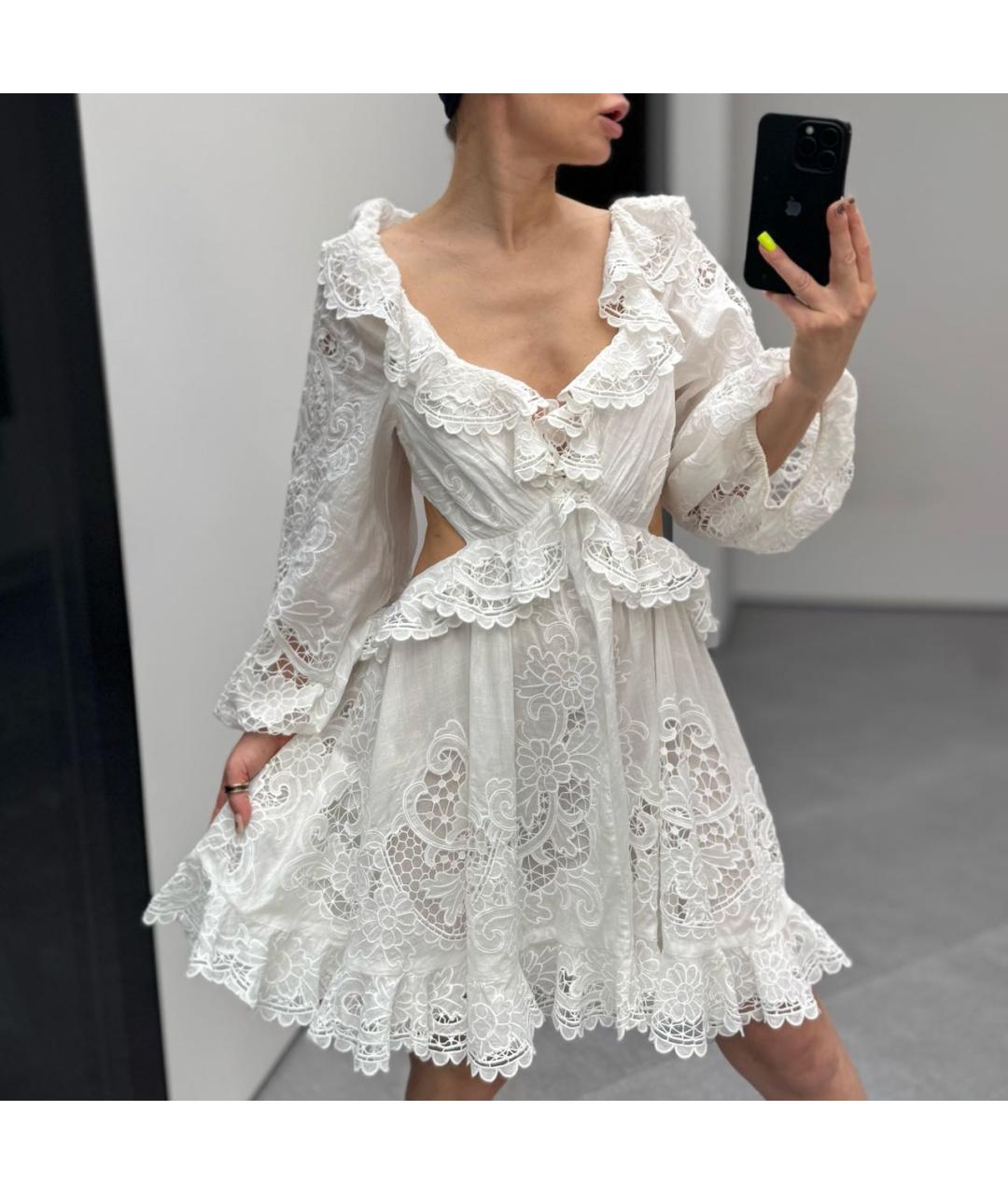 ZIMMERMANN Белое хлопковое повседневное платье, фото 5