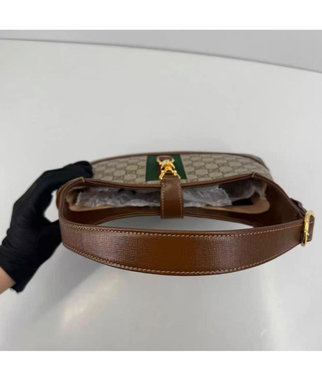 GUCCI Коричневая сумка с короткими ручками из канвы, фото 6
