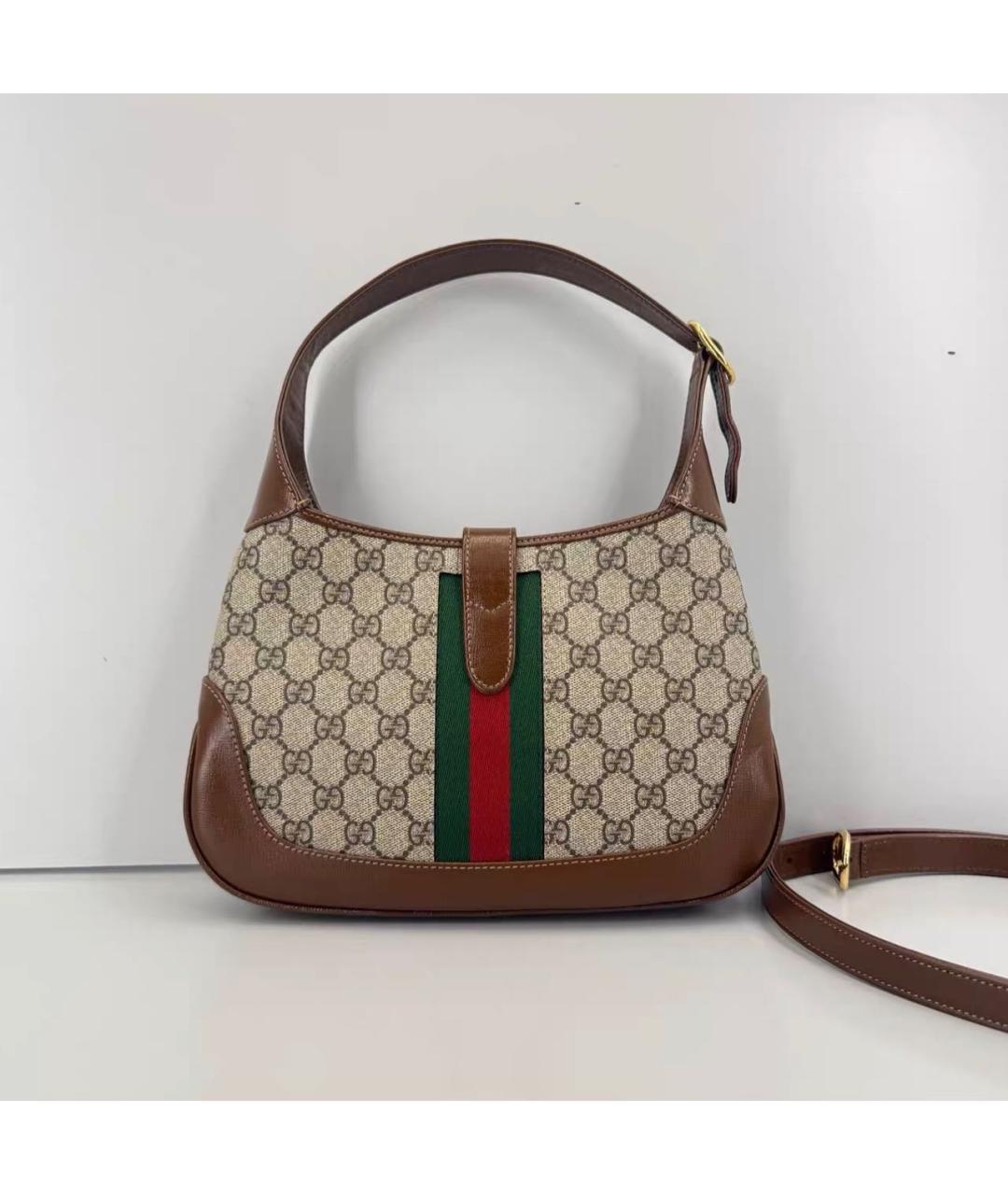 GUCCI Коричневая сумка с короткими ручками из канвы, фото 2