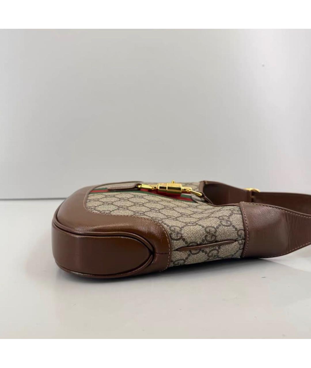GUCCI Коричневая сумка с короткими ручками из канвы, фото 5