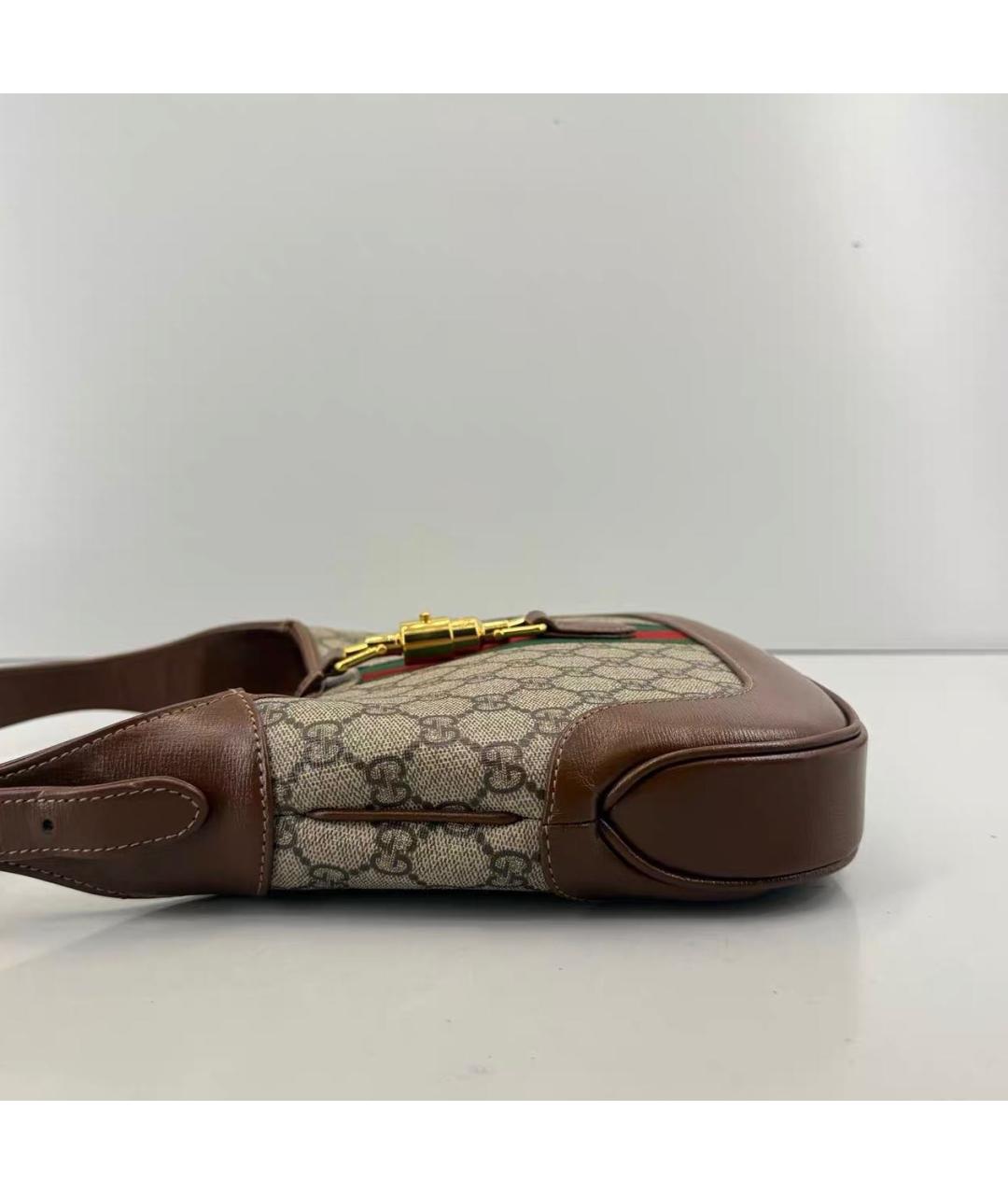 GUCCI Коричневая сумка с короткими ручками из канвы, фото 4