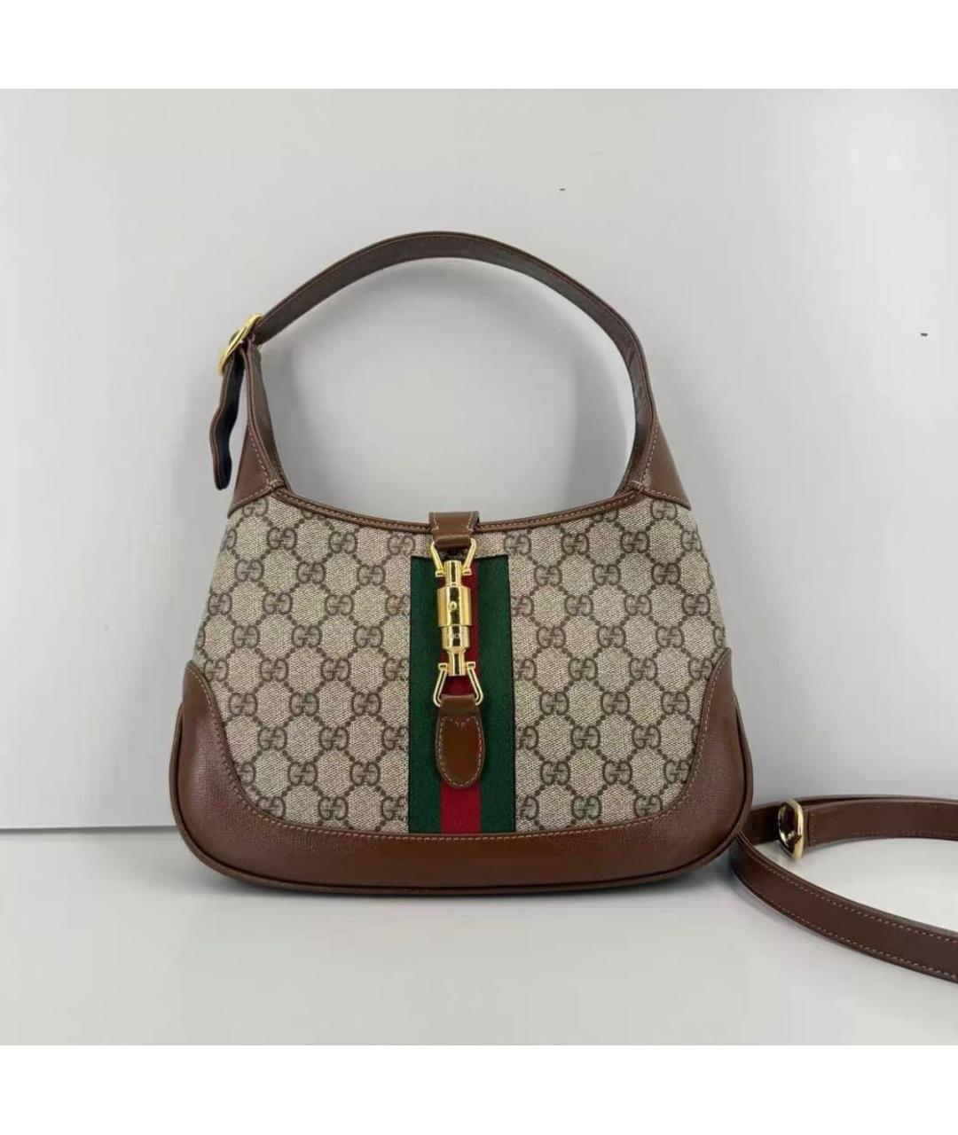 GUCCI Коричневая сумка с короткими ручками из канвы, фото 8