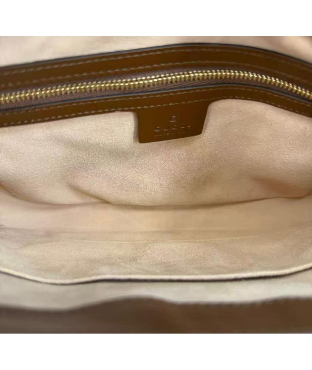 GUCCI Коричневая сумка с короткими ручками из канвы, фото 7