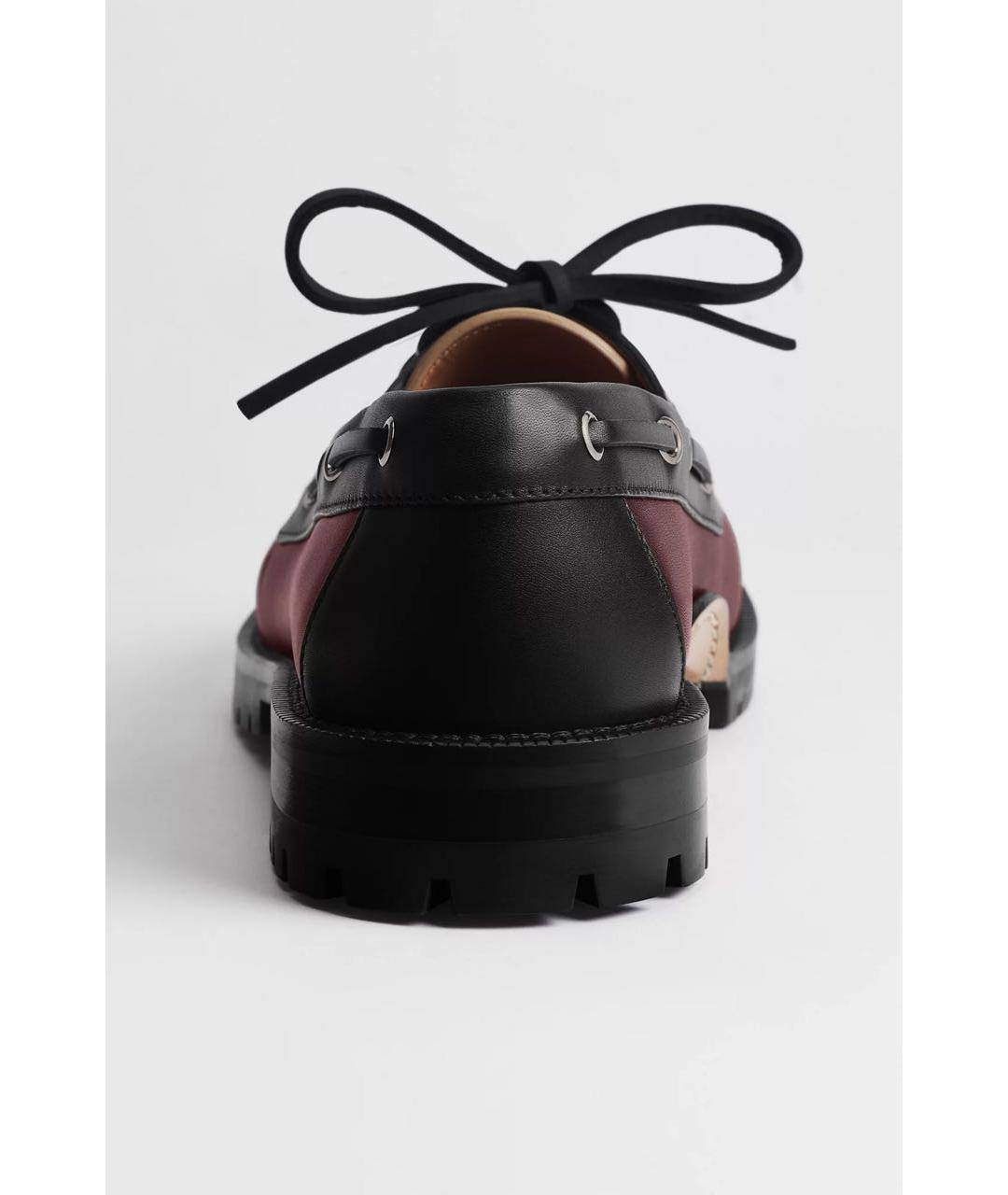 CHRISTIAN DIOR Бордовые кожаные лоферы, фото 3