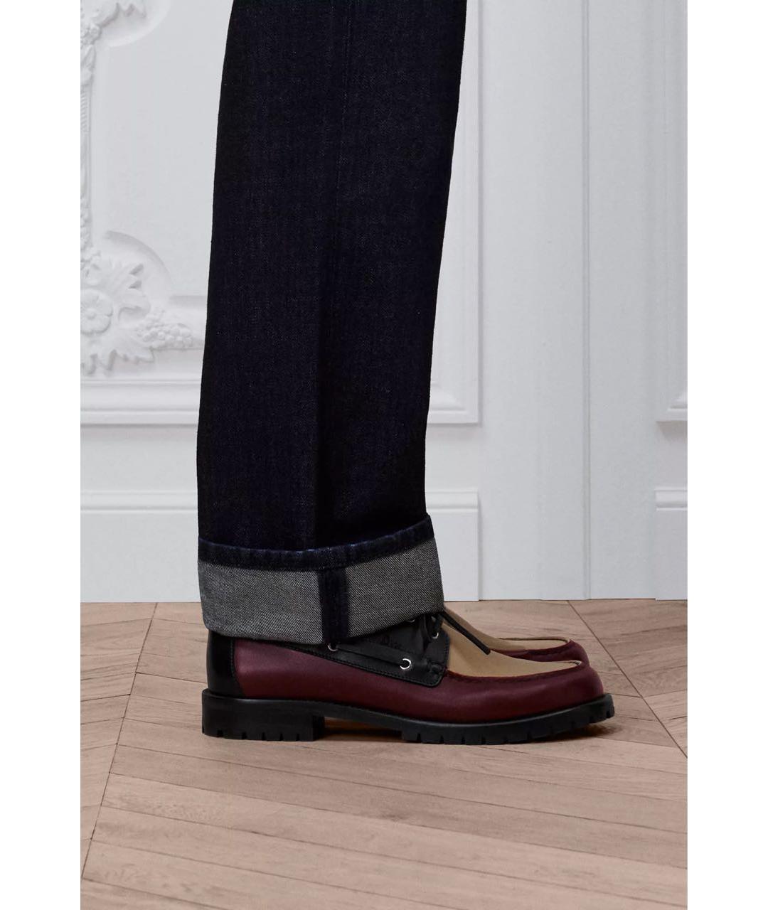 CHRISTIAN DIOR Бордовые кожаные лоферы, фото 6