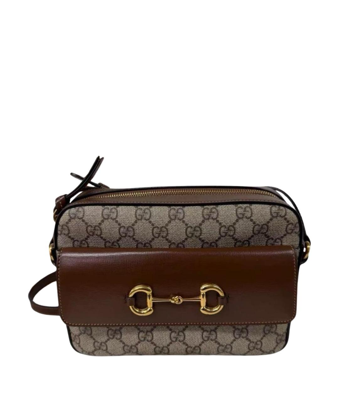 GUCCI Коричневая сумка через плечо из канвы, фото 1