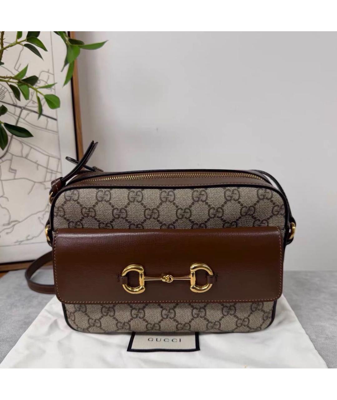 GUCCI Коричневая сумка через плечо из канвы, фото 8