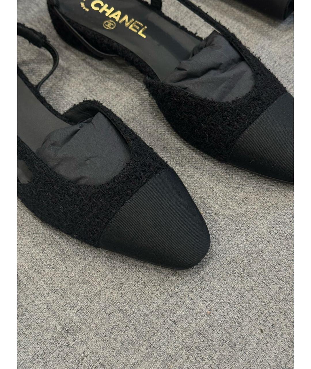 CHANEL Черные текстильные туфли, фото 2