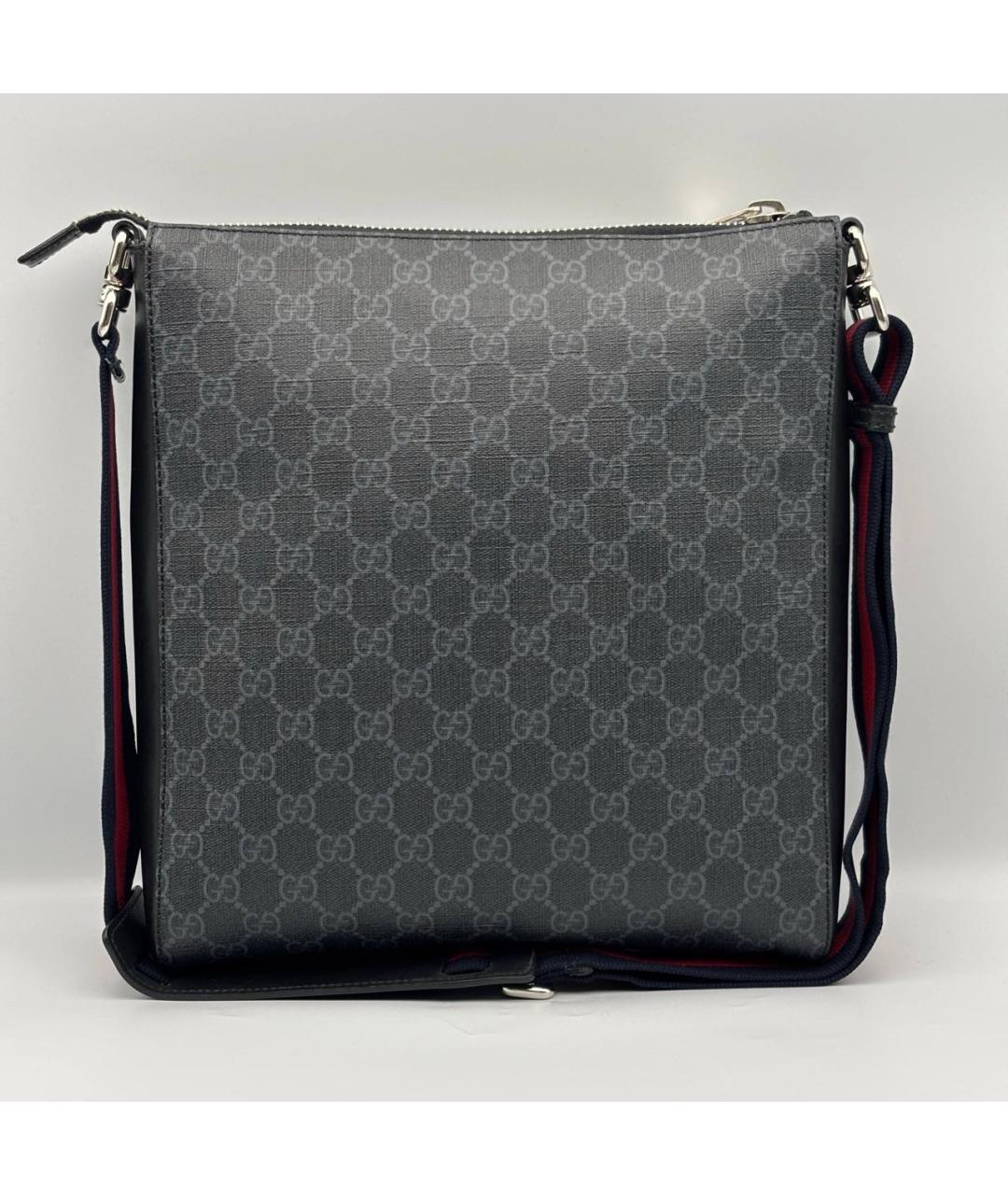GUCCI Антрацитовая сумка на плечо из канвы, фото 3