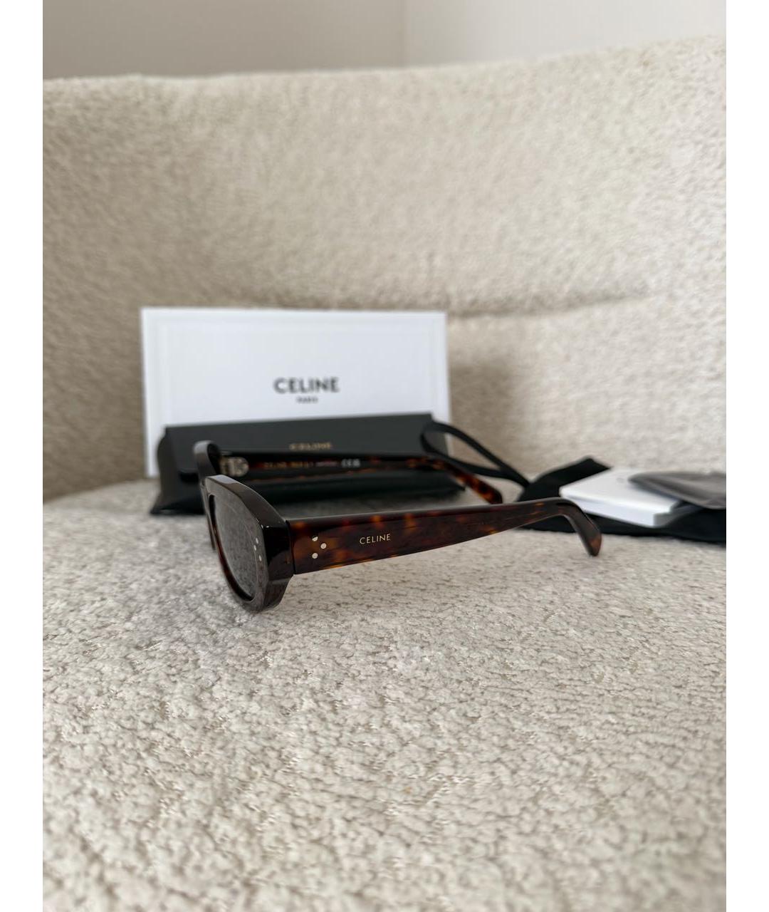 CELINE Коричневые пластиковые солнцезащитные очки, фото 2