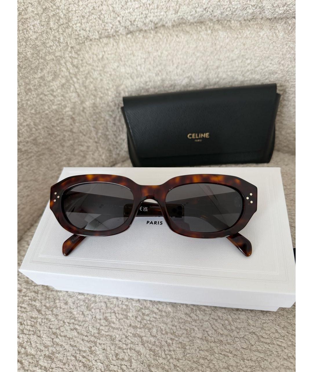 CELINE Коричневые пластиковые солнцезащитные очки, фото 5