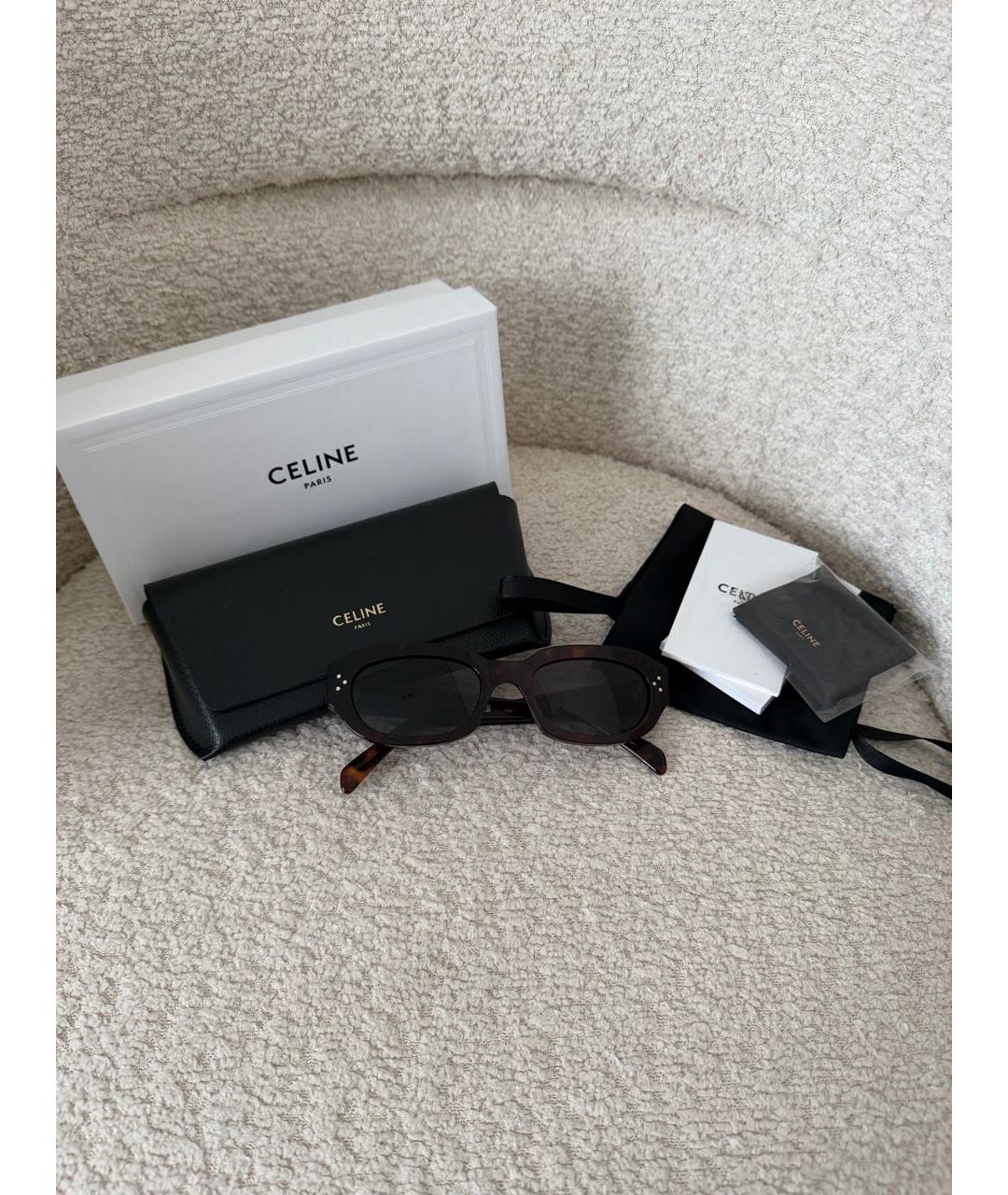 CELINE Коричневые пластиковые солнцезащитные очки, фото 4
