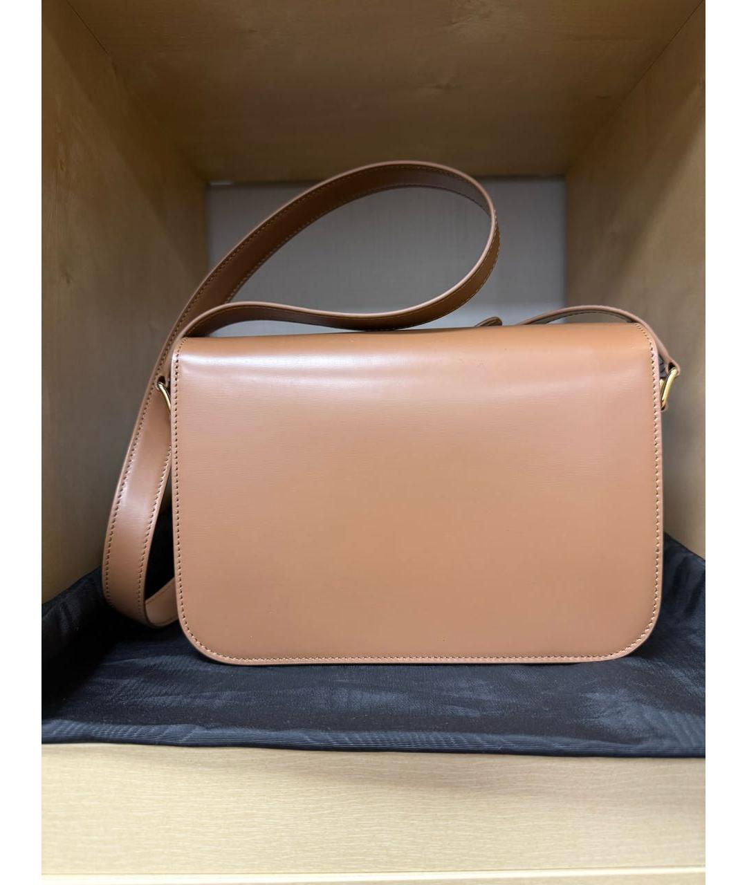 CELINE Коричневая кожаная сумка через плечо, фото 3