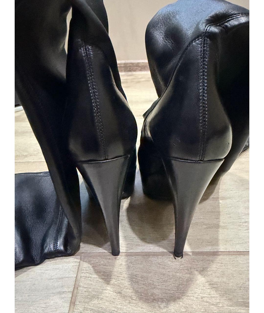 SAINT LAURENT Черные кожаные ботфорты, фото 4