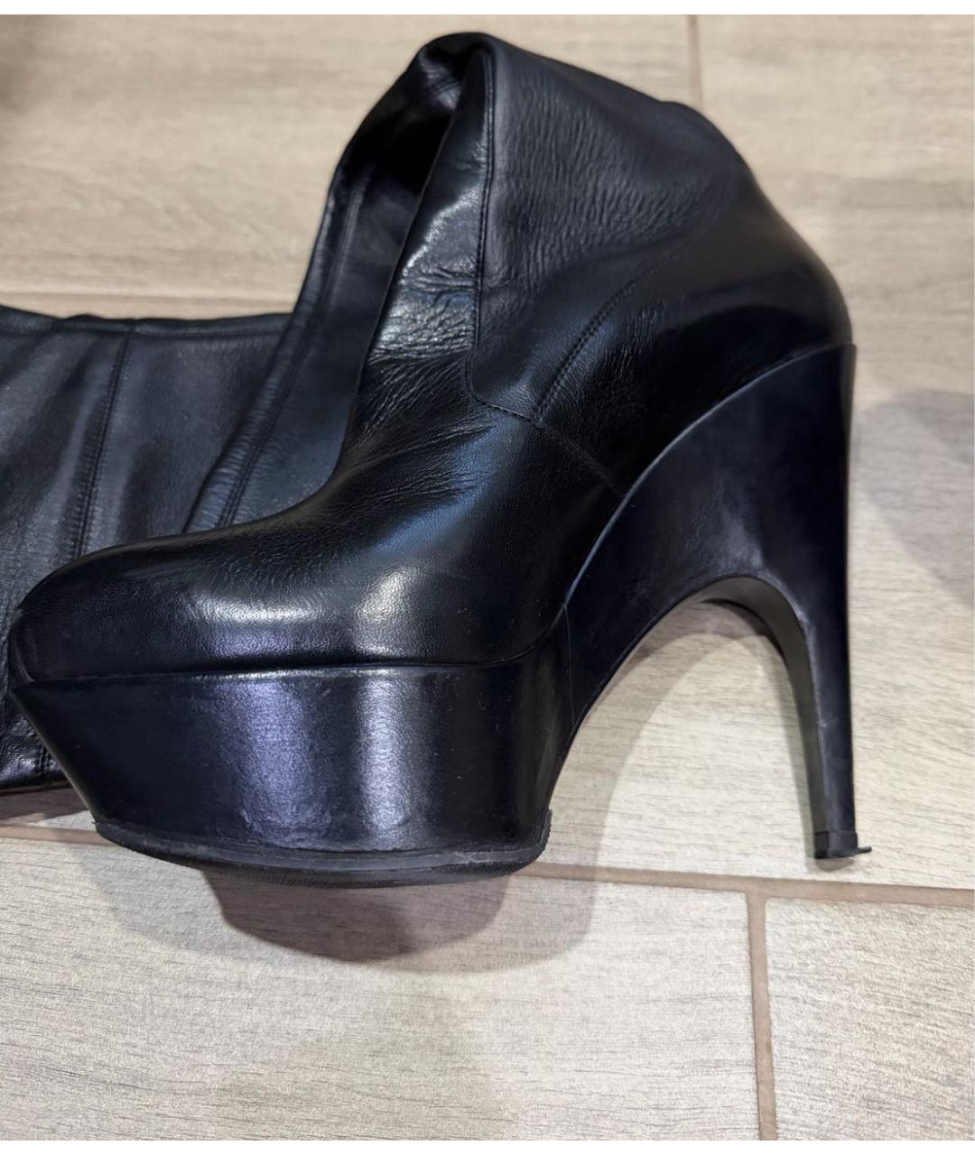 SAINT LAURENT Черные кожаные ботфорты, фото 3