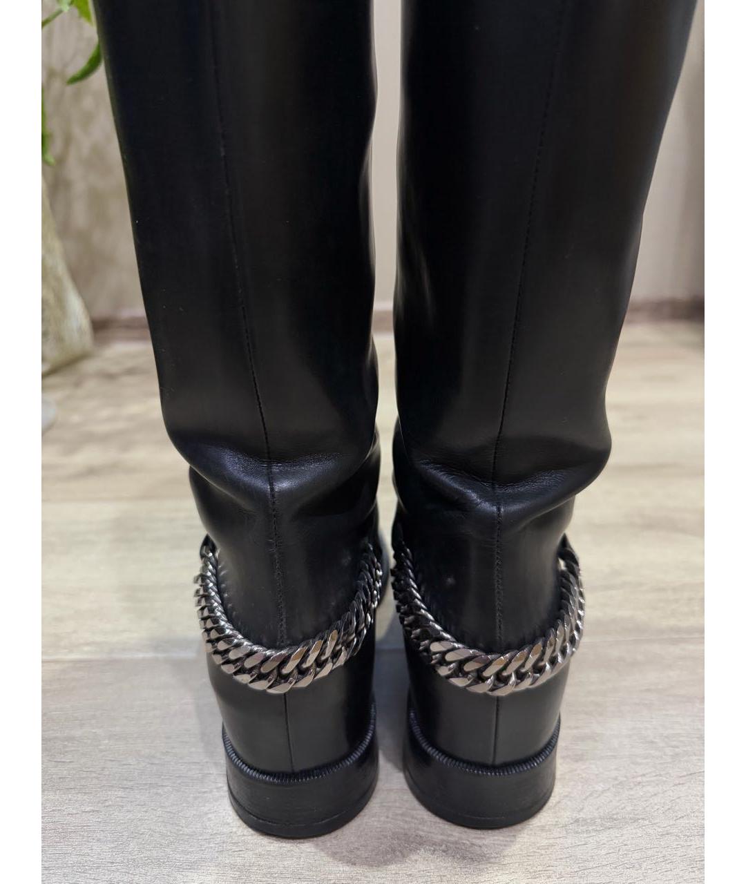 CHRISTIAN LOUBOUTIN Черные кожаные сапоги, фото 4