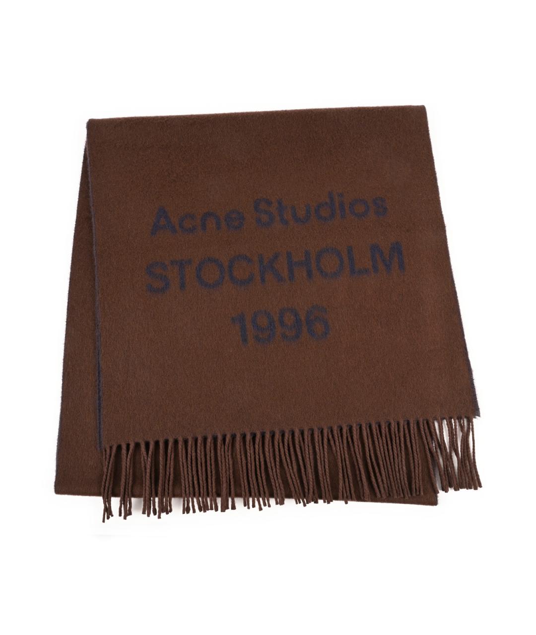 ACNE STUDIOS Коричневый шерстяной шарф, фото 1