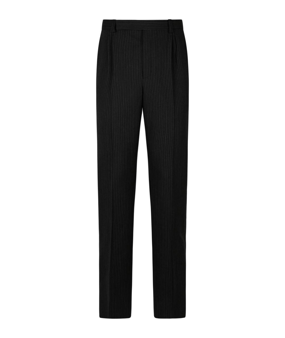 SAINT LAURENT Антрацитовые шерстяные повседневные брюки, фото 1