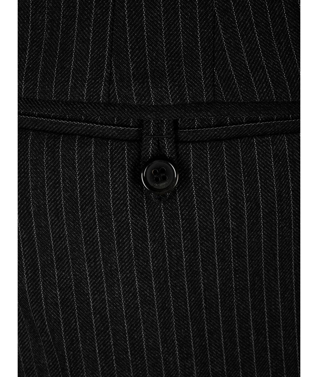 SAINT LAURENT Антрацитовые шерстяные повседневные брюки, фото 3