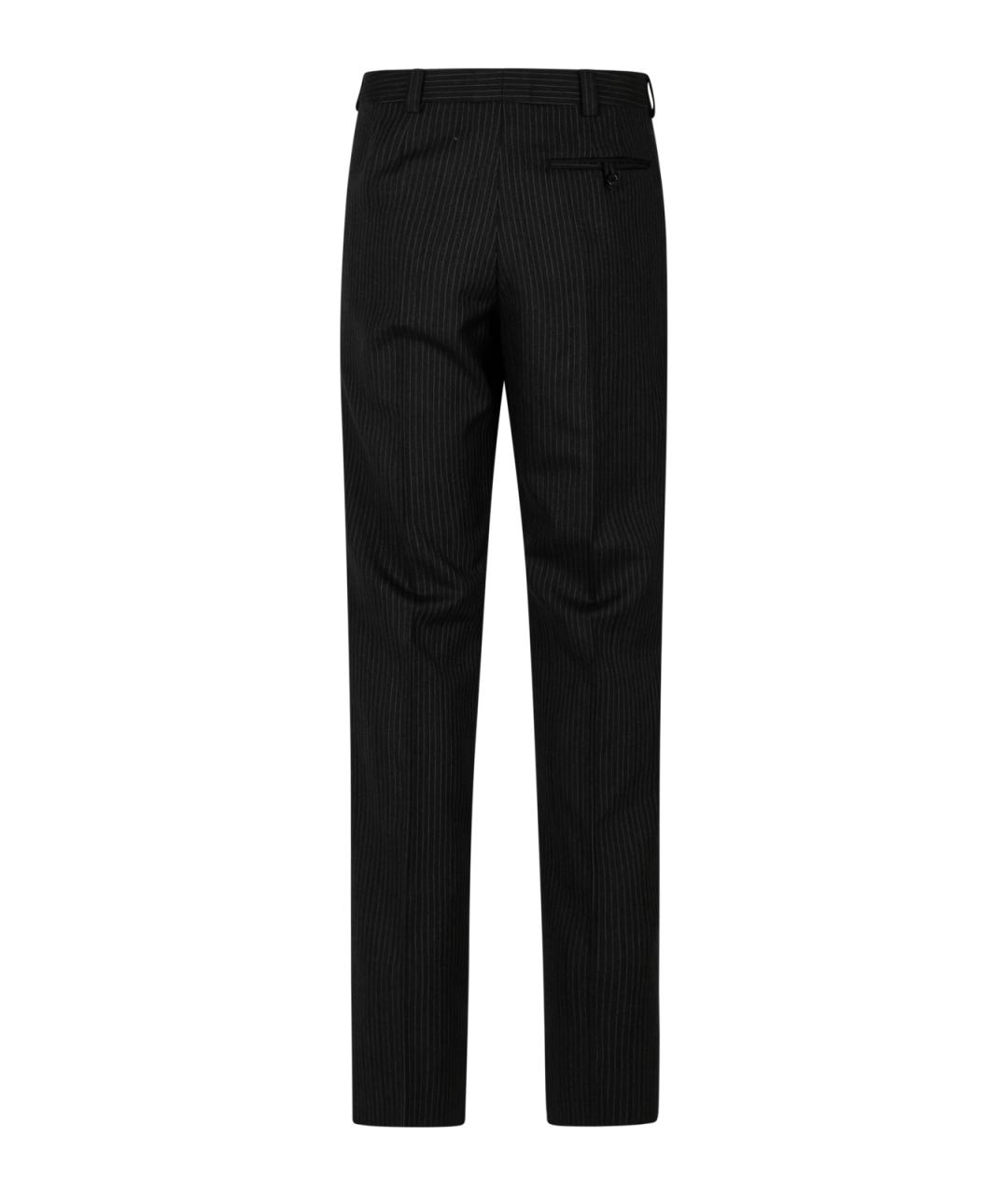 SAINT LAURENT Антрацитовые шерстяные повседневные брюки, фото 2