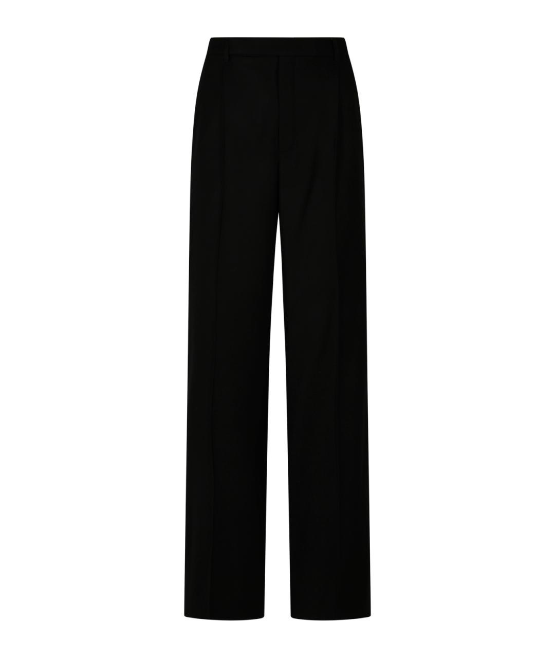 SAINT LAURENT Черные шерстяные повседневные брюки, фото 1