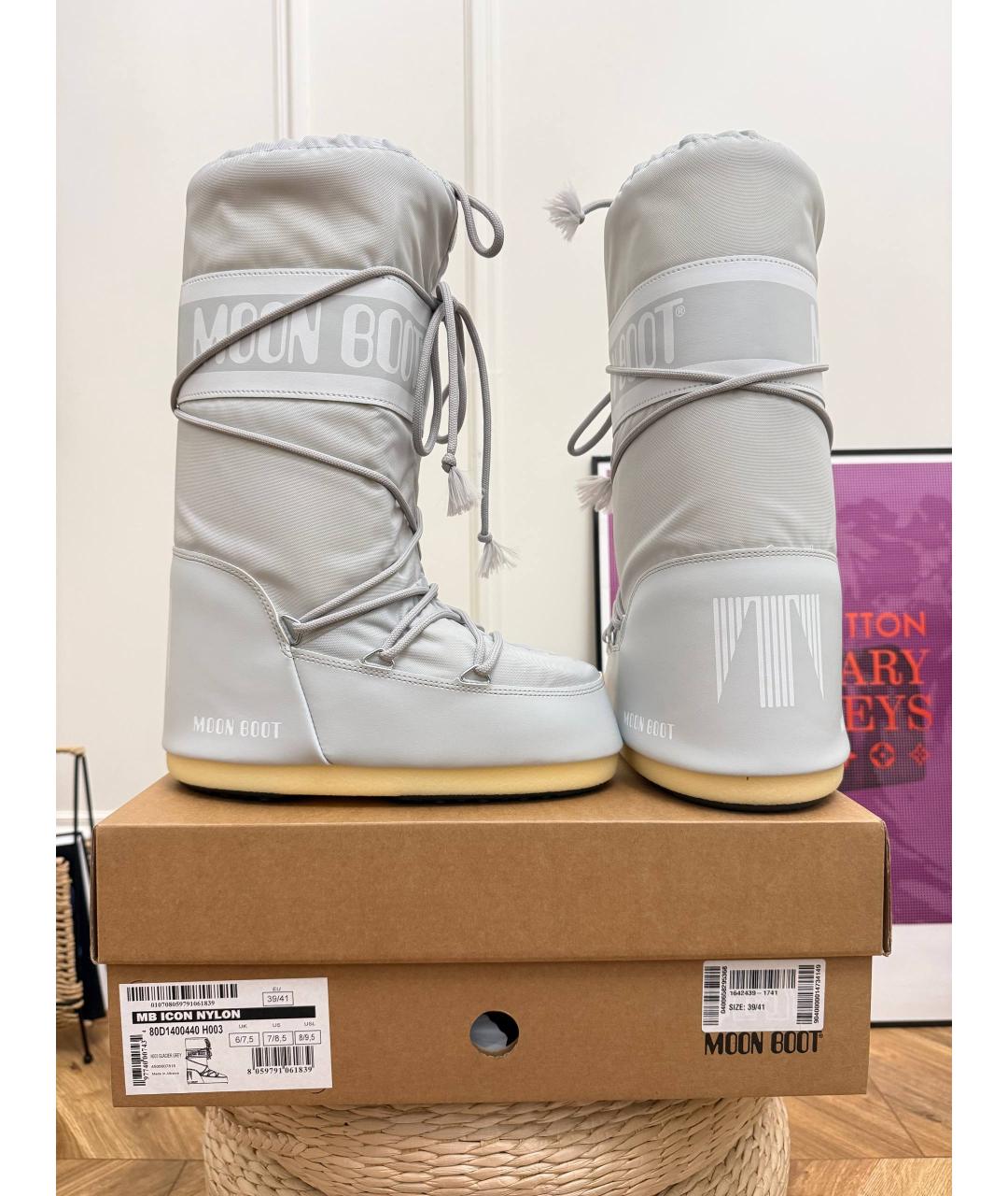 MOON BOOT Серые синтетические сапоги, фото 3