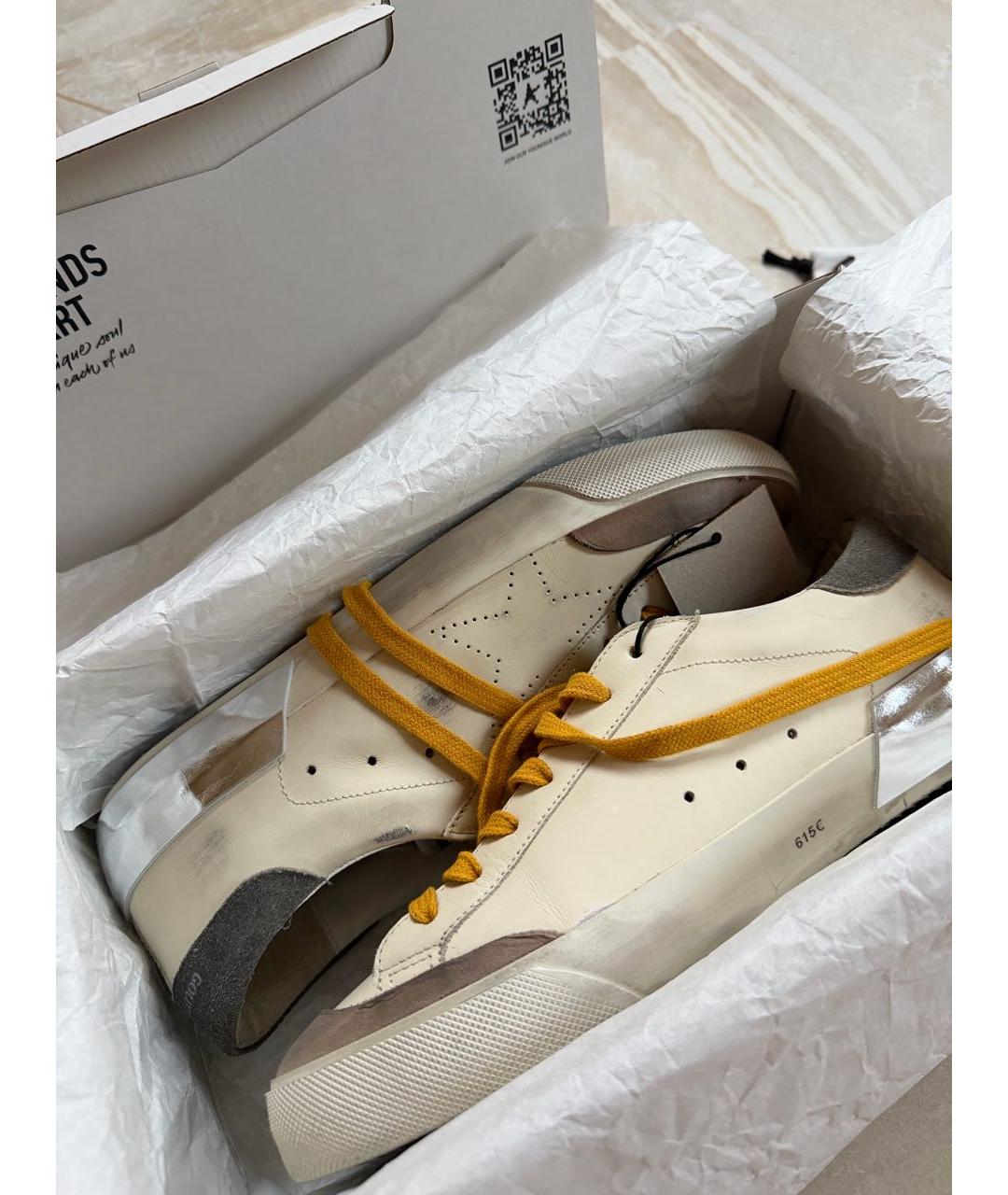 GOLDEN GOOSE Бежевые кожаные низкие кроссовки / кеды, фото 5