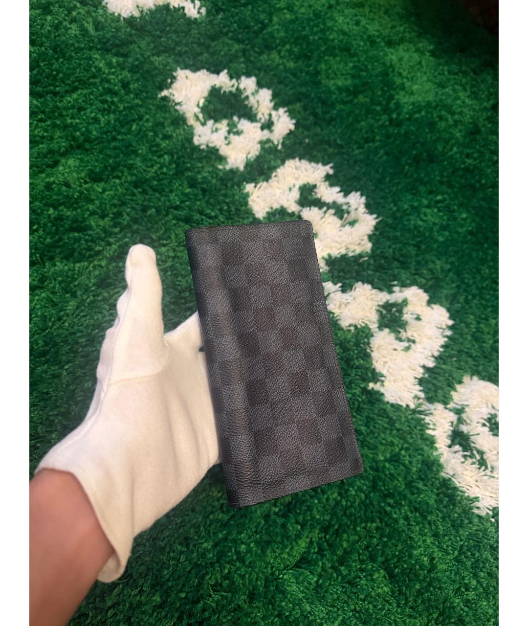 LOUIS VUITTON Черный кожаный кошелек, фото 4