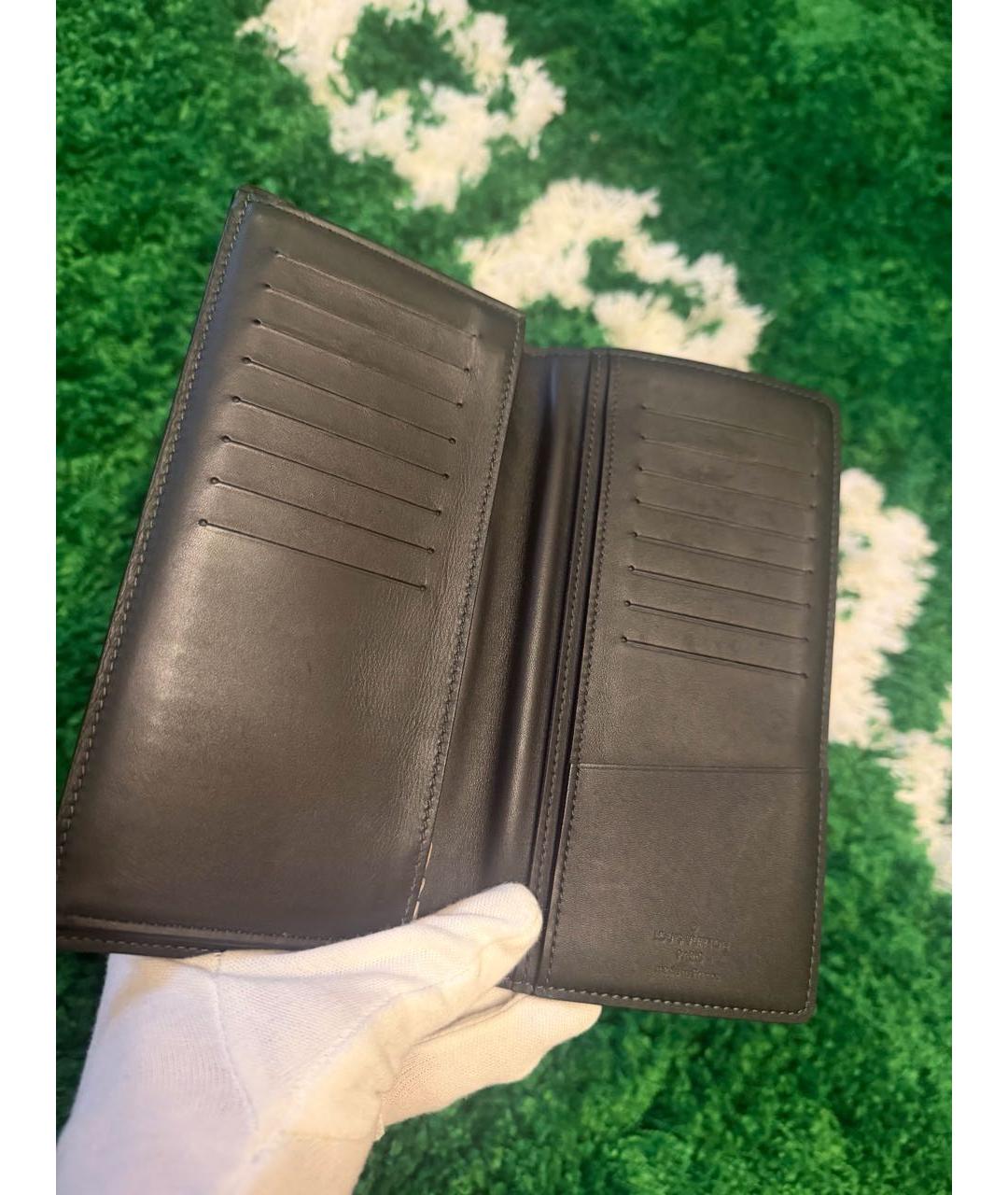 LOUIS VUITTON Черный кожаный кошелек, фото 3