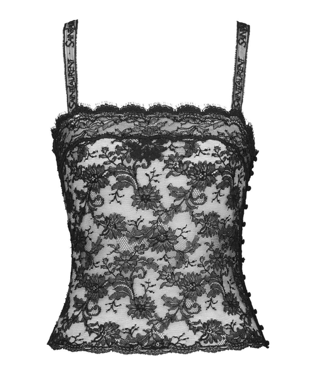 SAINT LAURENT Черная хлопковая майка, фото 1