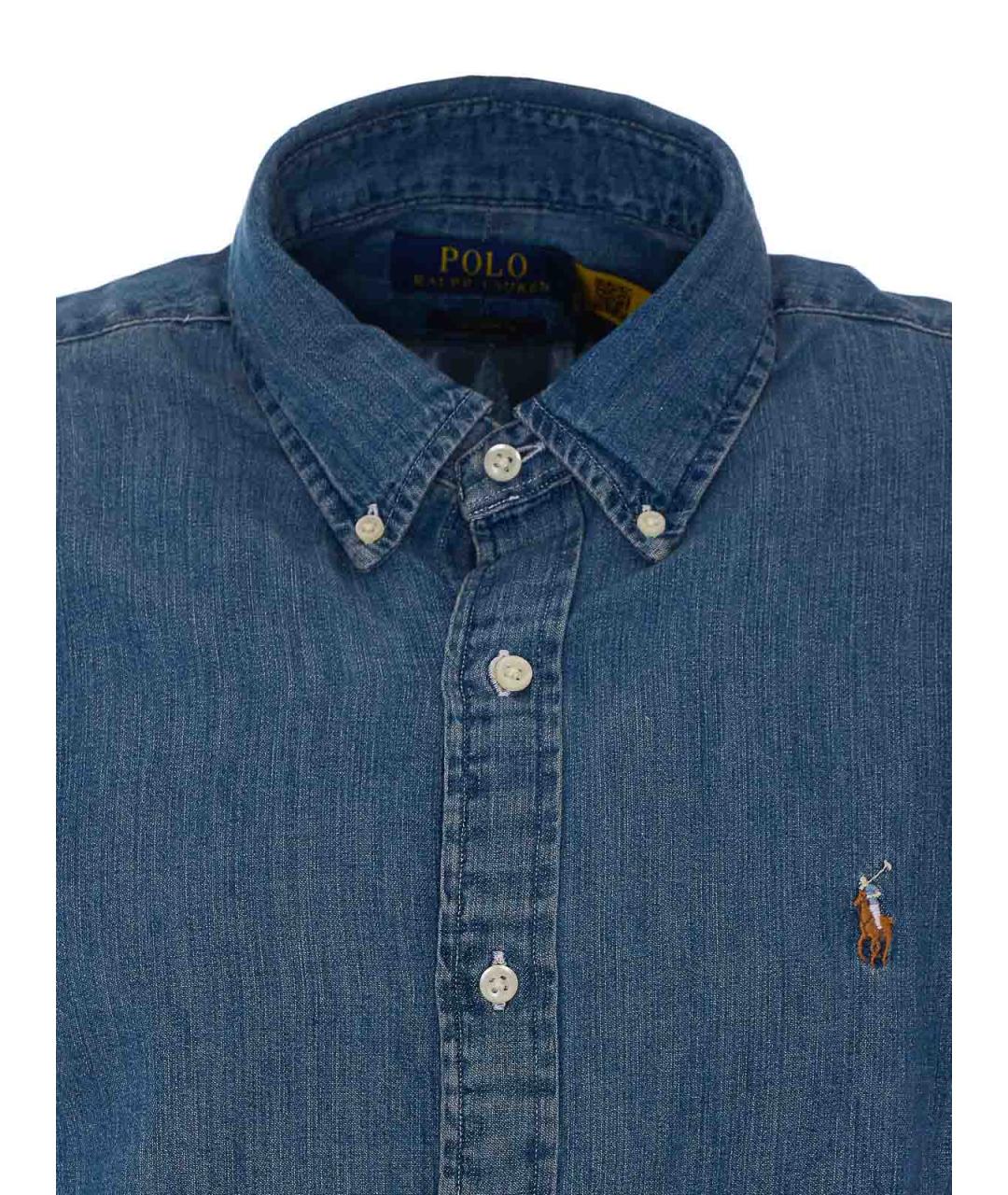POLO RALPH LAUREN Синяя хлопковая кэжуал рубашка, фото 4