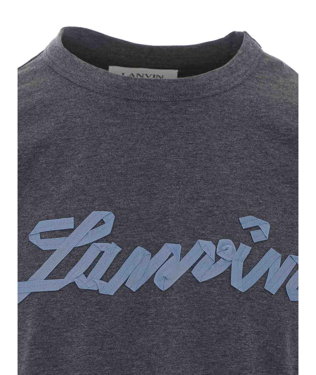 LANVIN Серая хлопковая футболка, фото 4