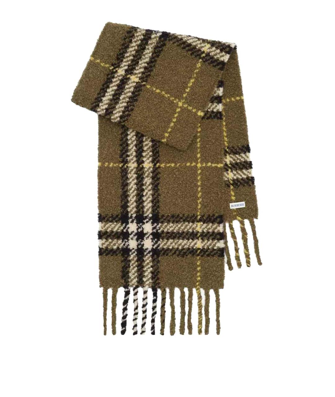 BURBERRY Зеленый шерстяной шарф, фото 1