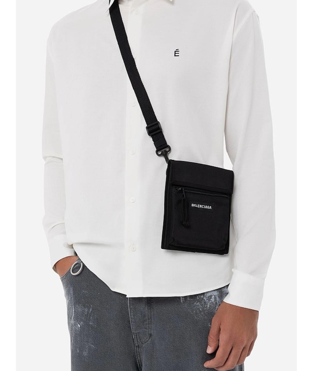 BALENCIAGA Черная жаккардовая сумка на плечо, фото 5