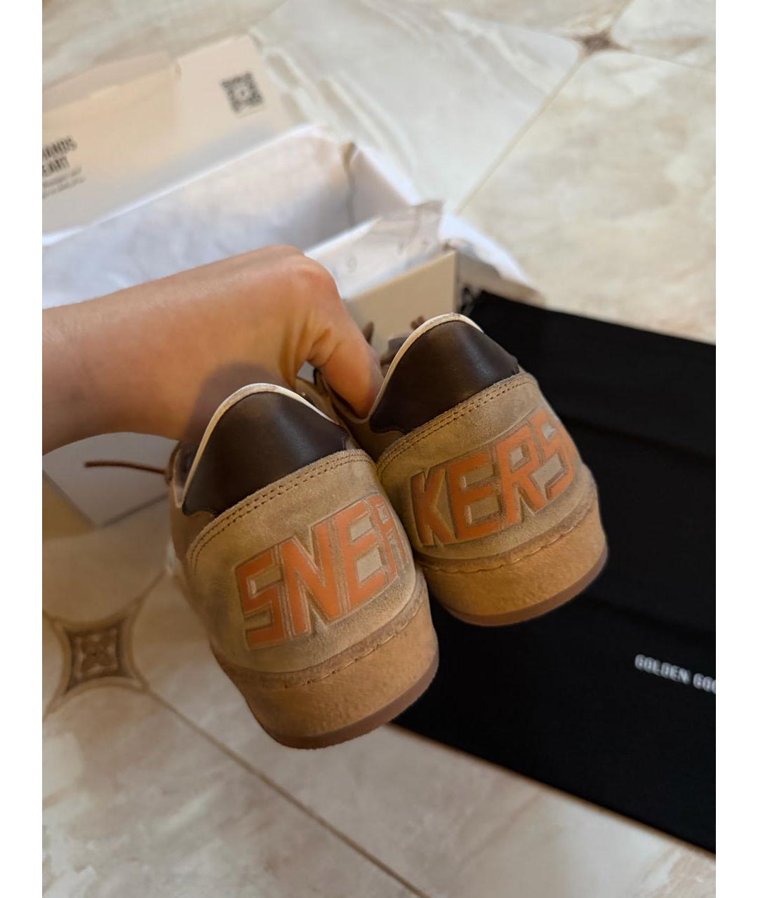 GOLDEN GOOSE Коричневые замшевые высокие кроссовки / кеды, фото 4