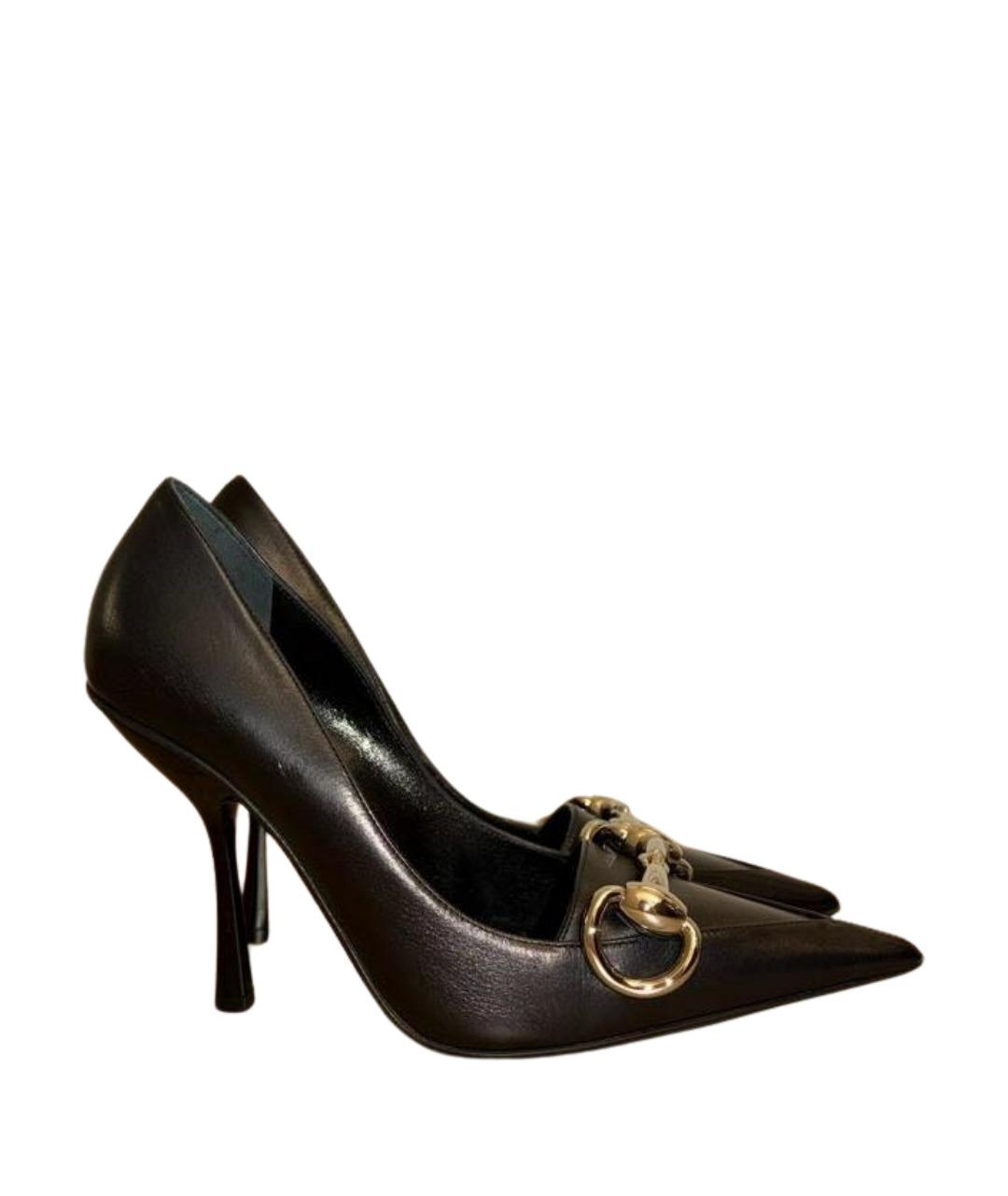 GUCCI Черные кожаные туфли, фото 1