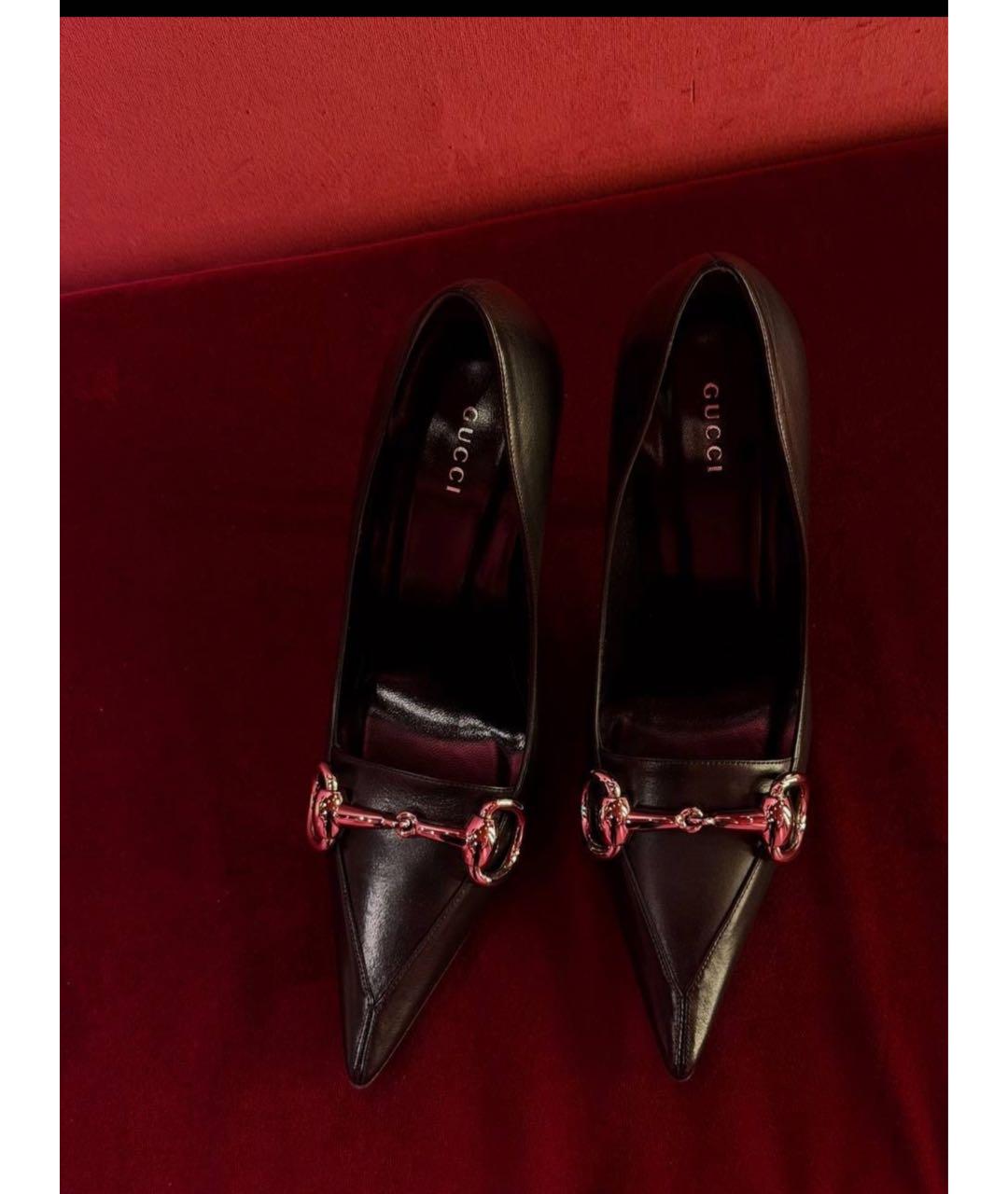 GUCCI Черные кожаные туфли, фото 3