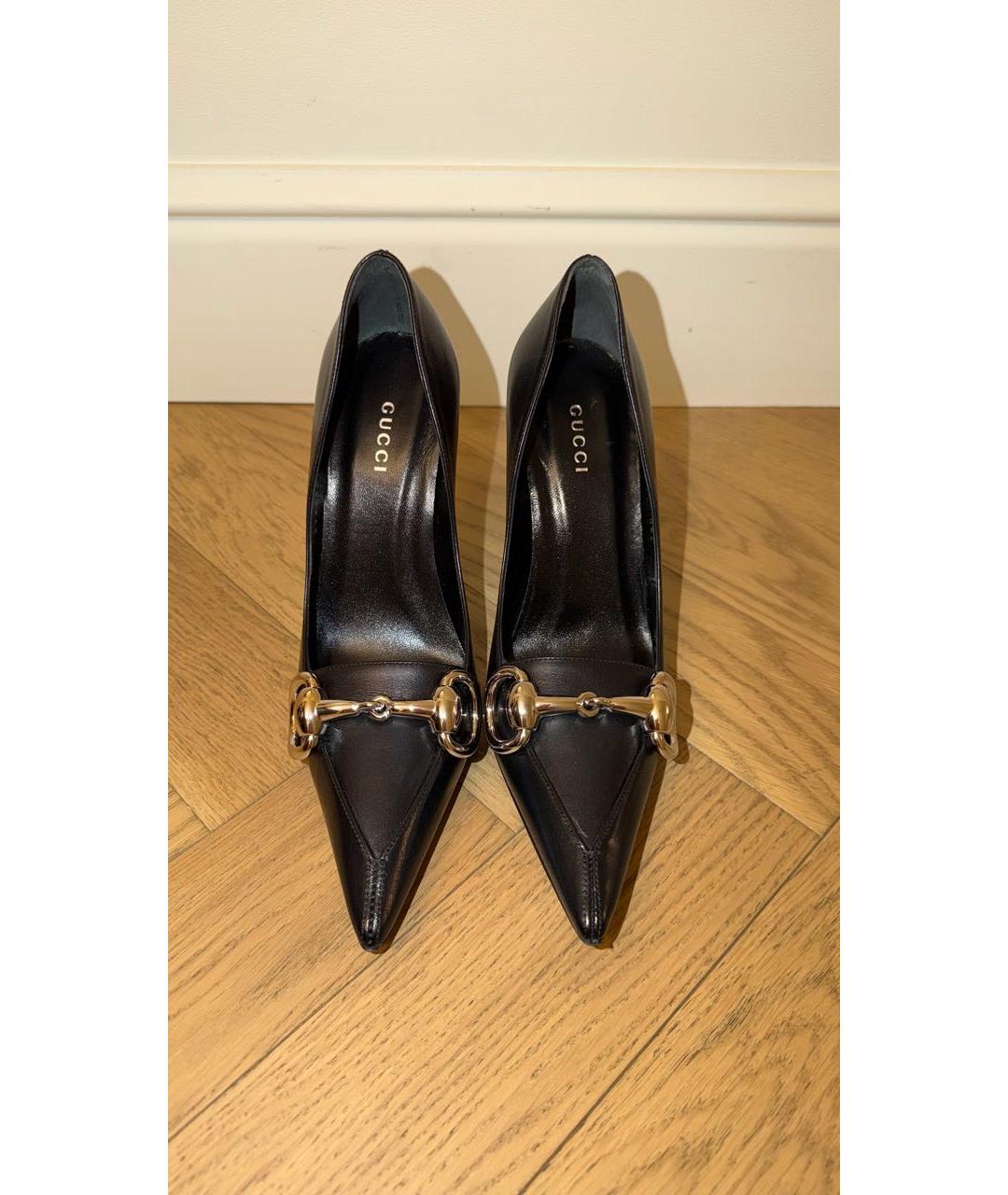 GUCCI Черные кожаные туфли, фото 2