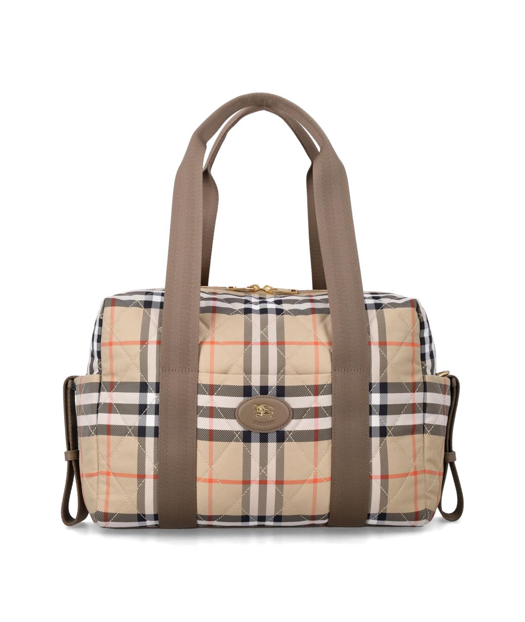 BURBERRY Бежевая тканевая сумка для мамы, фото 4