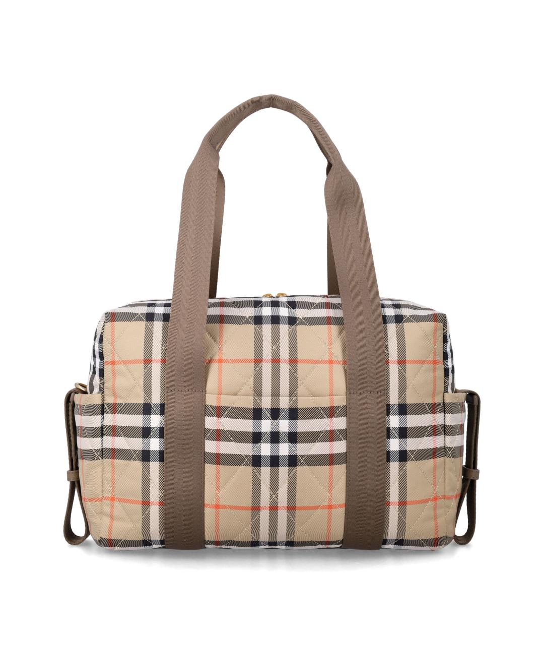 BURBERRY Бежевая тканевая сумка для мамы, фото 2