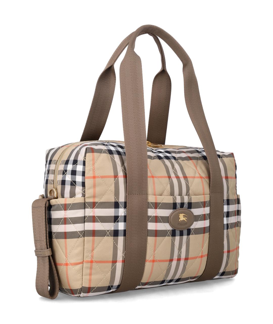 BURBERRY Бежевая тканевая сумка для мамы, фото 3