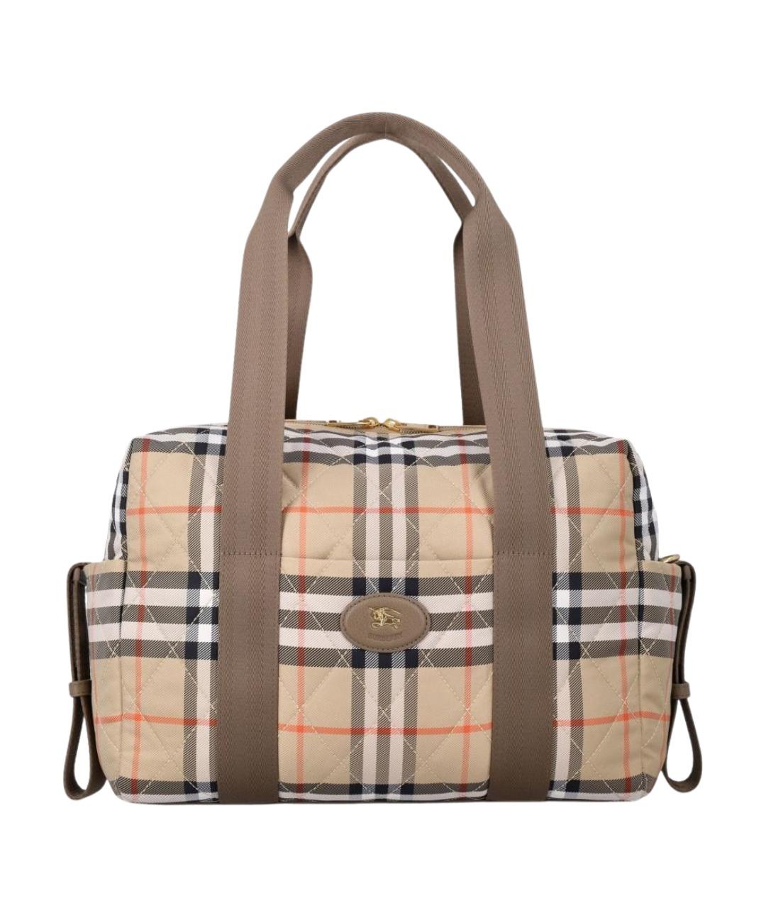 BURBERRY Бежевая тканевая сумка для мамы, фото 1