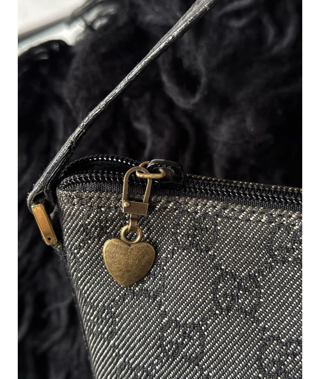 GUCCI Антрацитовая сумка с короткими ручками из канвы, фото 5
